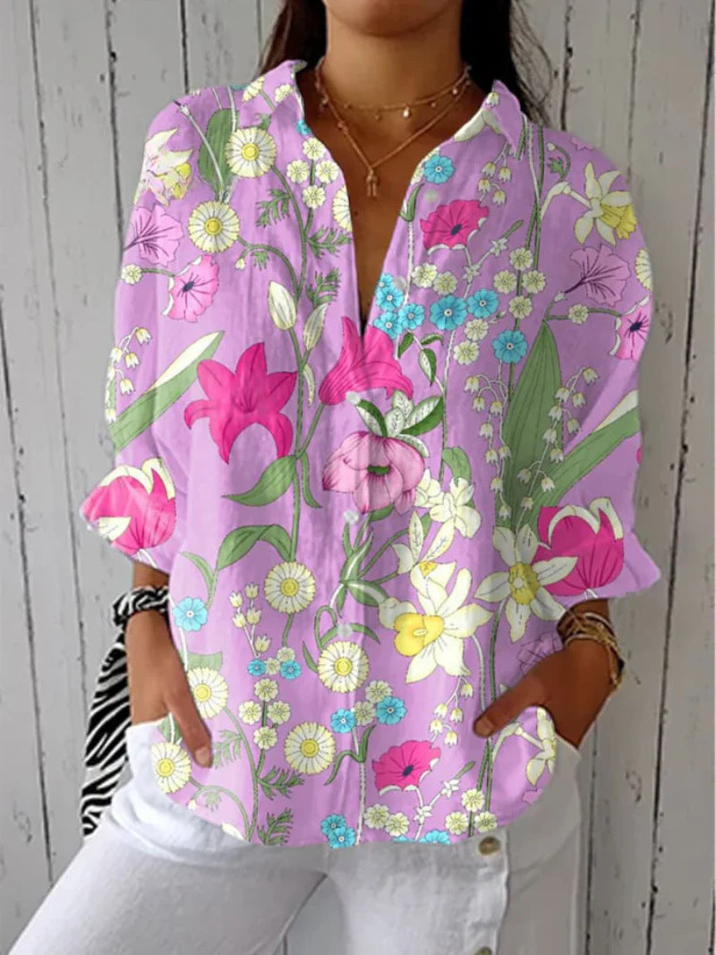 3D Print Lapel Casual Linen Shirt - photo 9