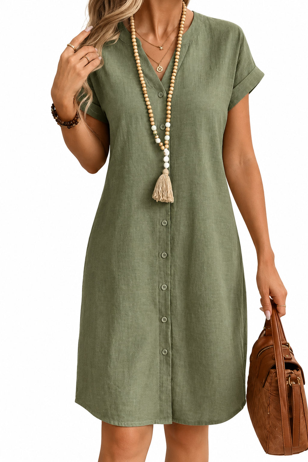 Amara cotton button-front shirt dress – GSAURA women's clothing