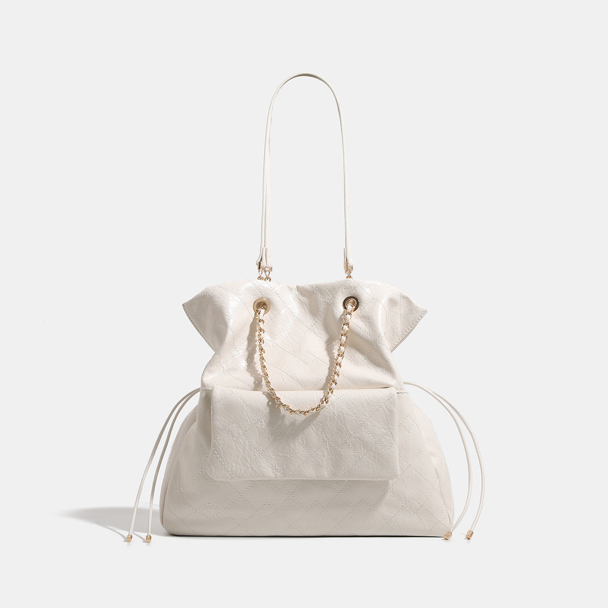 Preppy-style Leather Quilted Chain Backpack - photo 1