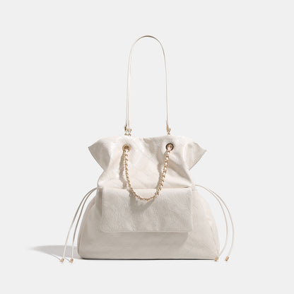 Preppy-style Leather Quilted Chain Backpack - photo 1