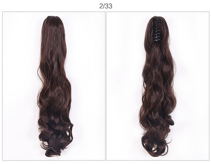Curly Claw Clip Ponytail Wig styled on model