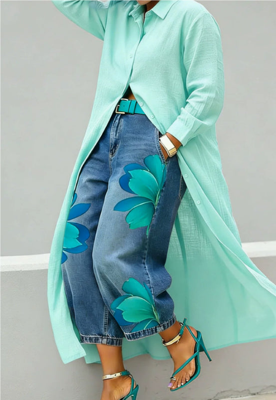Elara longline button-front shirt dress, photo 3
