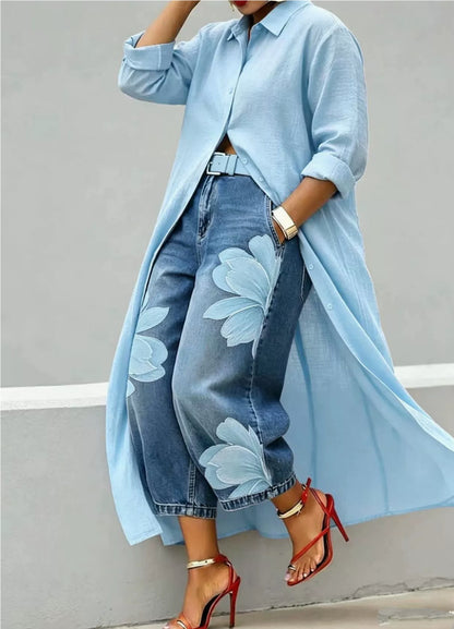 Elara longline button-front shirt dress, photo 9