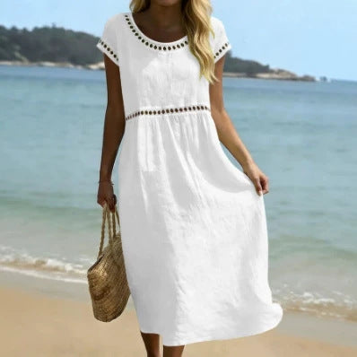 Clara lace-trim midi dress – GSAURA women's clothing