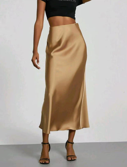 Celeste Satin Midi Skirt