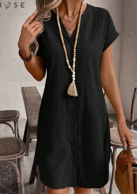 Amara cotton button-front shirt dress, photo 4