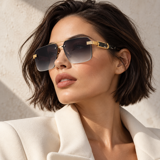 Model wearing Square Frameless Sunglasses