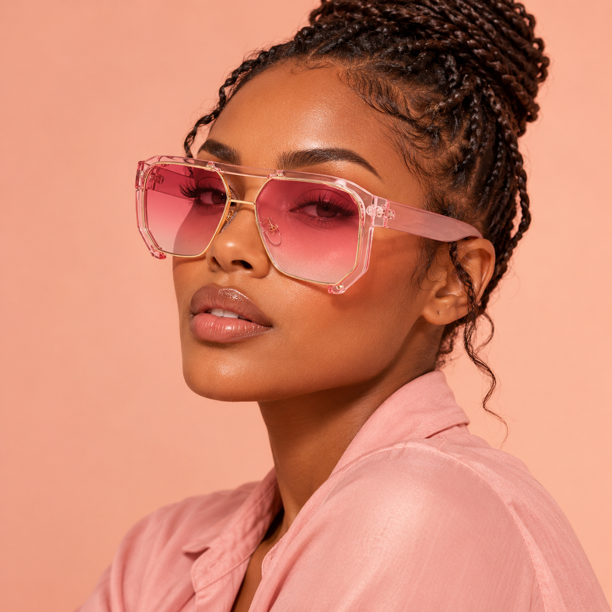 Model wearing Oversized Statement Sunglasses