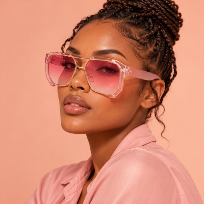 Model wearing Oversized Statement Sunglasses