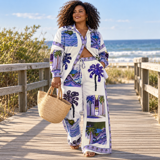 Model wearing Nova | Printed Beach Two-Piece Set
