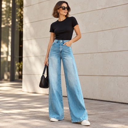 Editorial view of Lucina | Elegant Wide-Leg Pants