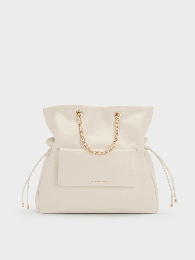 Preppy-style Leather Quilted Chain Backpack - photo 4