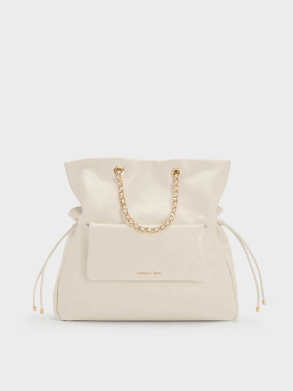 Preppy-style Leather Quilted Chain Backpack - photo 4
