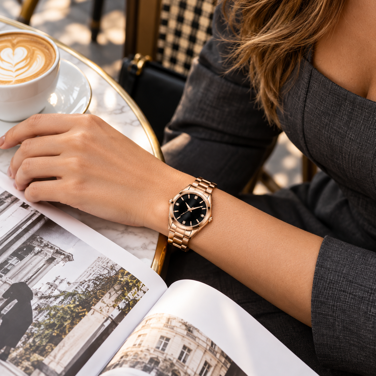 Casual Trendy Waterproof Diamond Fashion Watch Women lifestyle wrist view 2