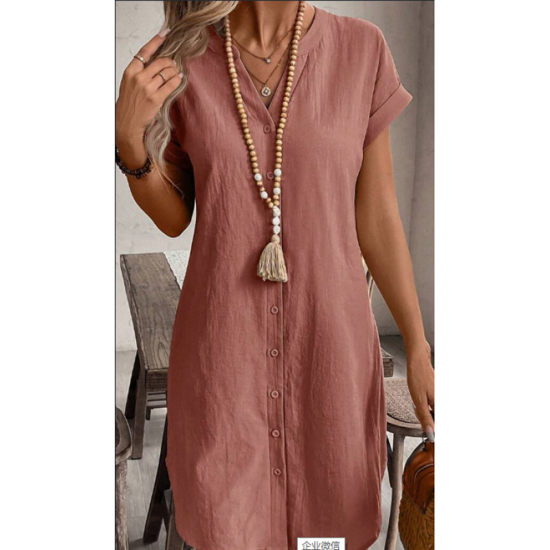 Amara cotton button-front shirt dress, photo 2