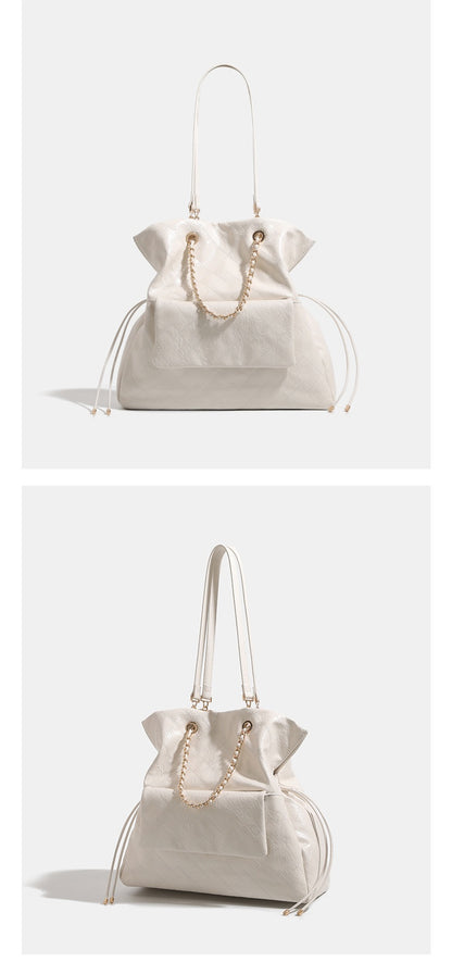Preppy-style Leather Quilted Chain Backpack - photo 5