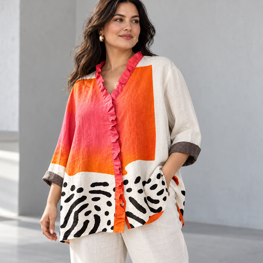 Editorial view of Skull Print Relaxed Fit Linen T-Shirt